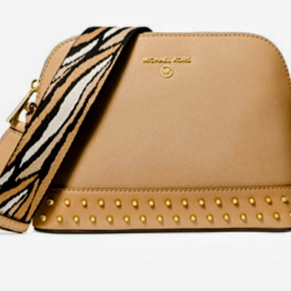 MK Jet Set Charm Small Dome Crossbody With Tiger Webbing Strap - Picture 1 of 7